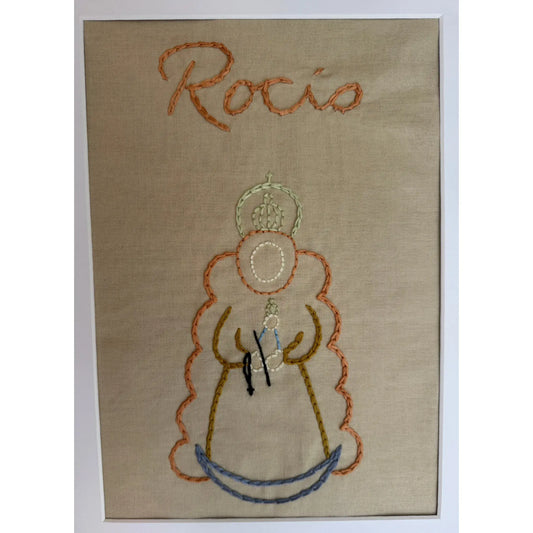 Cuadro bordado con nombre y Virgen o Santo